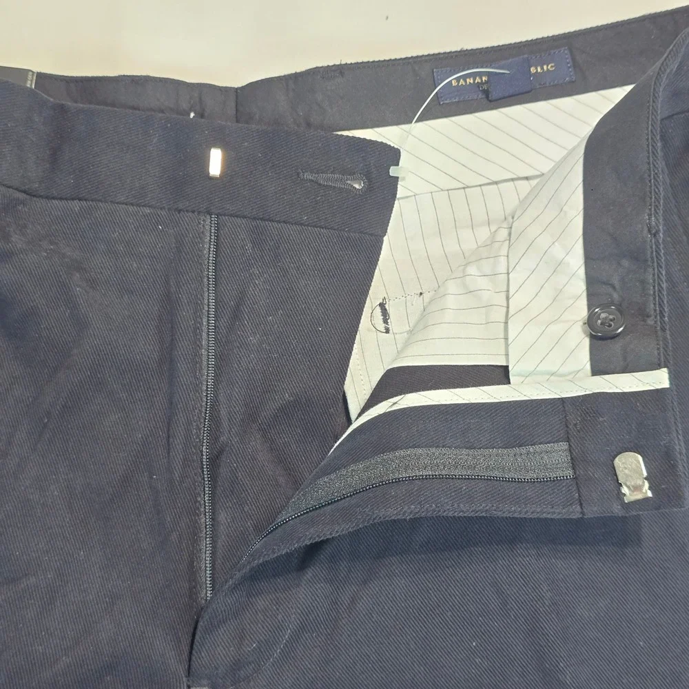 Banana Republic Mens Dress Chino Pants Navy Blue 100% Cotton 34x32 324733